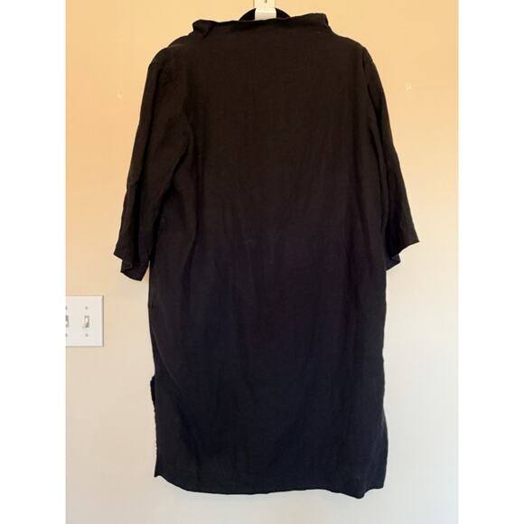 Crown Linen Designs Classic Black 100% Linen Lined Dress Ukraine Made Womens XL - Picture 8 of 9